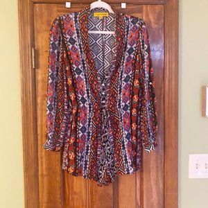 Dance & Marvel Size Small Long Sleeve Rayon Romper